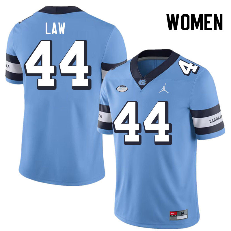 Women #44 Crews Law North Carolina Tar Heels College Football Jerseys Stitched-Throwback